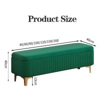 Wigselbl Velvet Ottoman Upholstered Bench With Storage,Luxury Shoe Bench End Of Bed Bench For Living Room,Entryway Storage Ottoman Bench Footstool For Bedroom (Color : Green, Size : 100Cm)