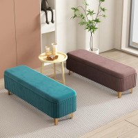 Wigselbl Velvet Ottoman Upholstered Bench With Storage,Luxury Shoe Bench End Of Bed Bench For Living Room,Entryway Storage Ottoman Bench Footstool For Bedroom (Color : Green, Size : 100Cm)