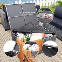 Waroom Outdoor Pe Wicker Coffee Table Resin Rattan Patio Table Garden Furniture Backyard Storage Table With Waterproof Lining