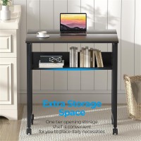 Greenforest Folding Desk Small Foldable Table With Storage Shelf 248 Inch Rolling Computer Desk With Wheels Space Saving For Be