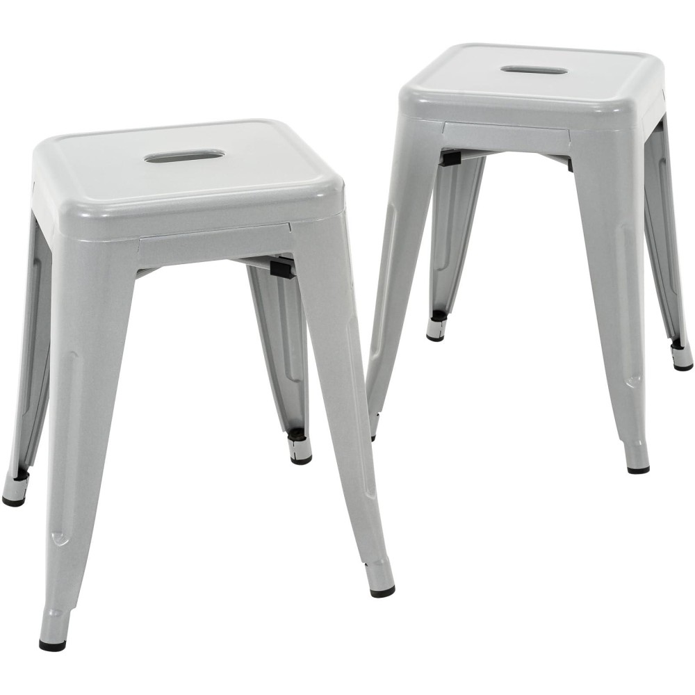 Brage Living 18 Inch Industrial Metal Stools Set Of 2 Stackable Classroom Stools Backless Metal Dining Chairs For Indoor Outdo