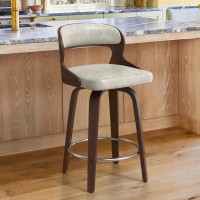 Cozyman 26 Counter Height Bar Stools Mid Century Bar Stools With Solid Back Barstools With Walnut Finish And Faux Leather Se