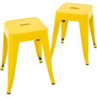 Brage Living 18 Inch Industrial Metal Stools Set Of 2 Stackable Classroom Stools Backless Metal Dining Chairs For Indoor Outdo