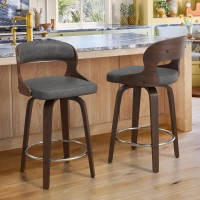 Cozyman Barstools Counter Height Bar Stools 26 Faux Leather Swivel Counter Stools Mid Century Bar Stool Set Of 2 Swivel Ba