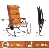 Timber Ridge High Back Oversized Folding Rocking Camping Chair Padded Outdoor Rocker Portable Outdoor Chair For Patio Garden