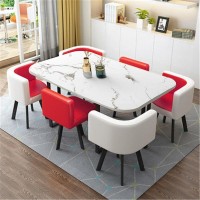 Epuzer Rectangular Dining Table, Space-Saving Office Reception Room Conference Table For Hotel Reception Meeting Room, 90 * 150Cm (Color : Red And White)