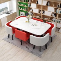 Epuzer Rectangular Dining Table, Space-Saving Office Reception Room Conference Table For Hotel Reception Meeting Room, 90 * 150Cm (Color : Red And White)
