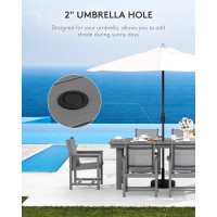 Serwall 7 Piece Outdoor Dining Table Sets For 6 With 1 Umbrella Hole Cut-Out Rectangular Table And 6 Textilene Chairs  Hdpe Dining Table Sets For Garden  Backyard  Poolside  Gray