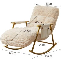 Wazhou Flannelette Relax Rocking Chair With Footstool,Patio Rocking Chair With Side Pockets,Adjustable Backrest Height,For Living Room Bedroom Office