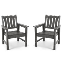 Stoog Outdoor Chairs Set Of 2 Allweather Hips Patio Dining Chairs With Curved Backrest 400 Lbs Support Garden Chairs Grey