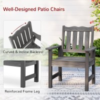 Stoog Outdoor Chairs Set Of 2 Allweather Hips Patio Dining Chairs With Curved Backrest 400 Lbs Support Garden Chairs Grey