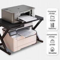 2-Tier Printer Desktop Stand, Home Office Tabletop Storage Organizer Shelf, Multi-Purpose Counter Rack For Scanner, Fax Machine, Books, Files,Standing Shelf Unit (Color : Light Walnut)