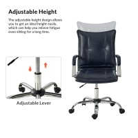 Hulala Home Faux Leather Home Office Desk Chair Adjustable Swivel Computer Chair With Sliver Legs And Arms Comfy Upholstered T