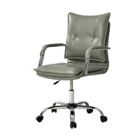 Hulala Home Faux Leather Home Office Desk Chair Adjustable Swivel Computer Chair With Sliver Legs And Arms Comfy Upholstered T