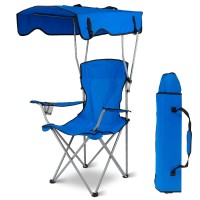Kocaso Folding Chair For Outside Camping Chair Foldable Canopy Chair With Shade Sun Protection Camping Recliner A Carry Bag With Cup Holder For Fishing/Beach/Poolside/Travel