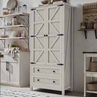 Dwvo Farmhouse Kitchen Pantry Cabinet 645 Tall Storage Cabinet With 2 Drawers And Adjustable Shelves Versatile Storage For