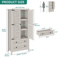 Dwvo Farmhouse Kitchen Pantry Cabinet 645 Tall Storage Cabinet With 2 Drawers And Adjustable Shelves Versatile Storage For