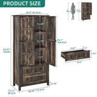 Dwvo Farmhouse Kitchen Pantry Cabinet 645 Tall Storage Cabinet With 2 Drawers And Adjustable Shelves Versatile Storage For