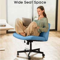 Pukami Criss Cross Chair With Wheels Fabric Padded Armless Cross Legged Office Desk Chair For Home Office Modern Swivel Height A