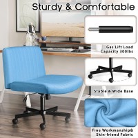 Pukami Criss Cross Chair With Wheels Fabric Padded Armless Cross Legged Office Desk Chair For Home Office Modern Swivel Height A