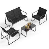 Gizoon 4 Piece Patio Furniture Set Outdoor Patio Furniture With Loveseat And 2 Single Chairs Bistro Table And Chairs Set For B