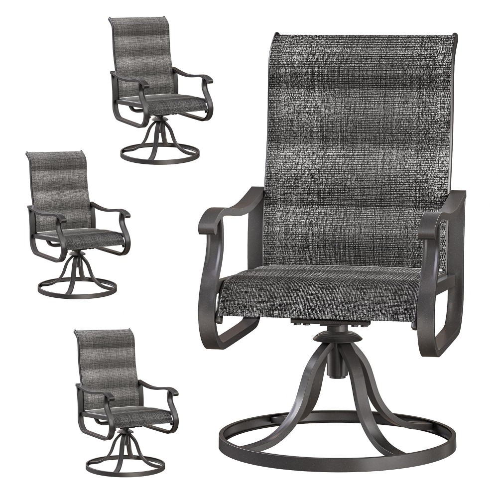 Vonzoy Patio Swivel Chairs Set Of 4 Outdoor Dining Chairs With High Back Allweather Swivel Rocker Chair For Lawn Porch Or Ga