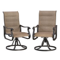 Vonzoy Patio Swivel Chairs Set Of 2 Outdoor Dining Chairs With High Back Allweather Swivel Rocker Chair For Lawn Porch Or Ga