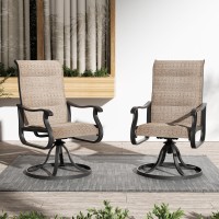 Vonzoy Patio Swivel Chairs Set Of 2 Outdoor Dining Chairs With High Back Allweather Swivel Rocker Chair For Lawn Porch Or Ga