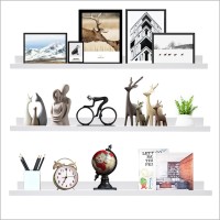 Azsky 36 Inch Floating Shelves With Ledge White Natural Wood Picture Ledge Shelf 3 Pack Floating Shelf Picture Frame Holder For