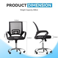 Nazhura Mesh Office Desk Chair With Adjustable Height And Swivel Midback With Armrests And Lumber Supportmidheight Black