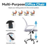 Nazhura Mesh Office Desk Chair With Adjustable Height And Swivel Midback With Armrests And Lumber Supportmidheight Grey