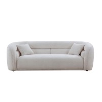 SSC SATISUNCASA Modern Minimalist Sofa for Living Room Lounge, Loveseat Couch with Soft Boucle Upholstered for Bedroom, Apartment, Home Office (White)