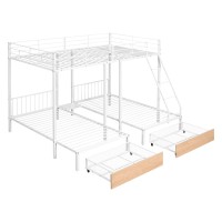 Goohome Full Over Twin & Twin Triple Bunk-Bed W/Storage Drawers, Full-Length Guardrails, Multi-Functional Metal Frame Bed, Can Be Divided Into 3 Separate Beds, Maximized Space