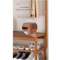 Coat Rack With Shoe Storage Coat And Shoe Rack Entryway Wood Look Coat Rack Shoes Bench Storage Organizer With Shelf And Hanging Hook Wood Coat Tree For Hallway, Living Room, Mudroom ( Color : Wood ,