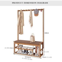 Coat Rack With Shoe Storage Coat And Shoe Rack Entryway Wood Look Coat Rack Shoes Bench Storage Organizer With Shelf And Hanging Hook Wood Coat Tree For Hallway, Living Room, Mudroom ( Color : Wood ,