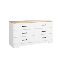 Prepac Double Drawer Dresser 1825 D X 5325 W X 285 H White Oak