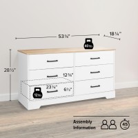 Prepac Double Drawer Dresser 1825 D X 5325 W X 285 H White Oak