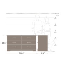 Prepac Double Drawer Dresser 1825 D X 5325 W X 285 H White Oak