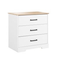 Prepac Rustic Ridge Farmhouse Nightstand Bedside Table White And Oak Nightstand For Bedroom End Table With 3 Drawers 1625 D