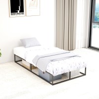 Mhjinuwet Twin Size Bed Frame 10 Metal Platform With Wooden Slats Easy Assembly No Box Spring Needed