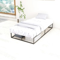 Mhjinuwet Twin Size Bed Frame 10 Metal Platform With Wooden Slats Easy Assembly No Box Spring Needed