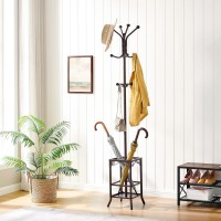 Hoctieon Coat Rack Freestanding Entryway Coat Hanger Stand Umbrella Holder Hall Tree With 12 Hooks Standing Coat Rack Floor Stan