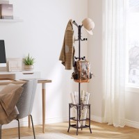 Hoctieon Coat Rack Freestanding Entryway Coat Hanger Stand Umbrella Holder Hall Tree With 12 Hooks Standing Coat Rack Floor Stan