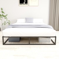 Mhjinuwet Queen Size Bed Frame 10 Metal Platform With Wooden Slats Easy Assembly No Box Spring Needed