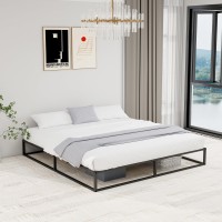 Mhjinuwet King Size Bed Frame 10 Metal Platform With Wooden Slats Easy Assembly No Box Spring Needed