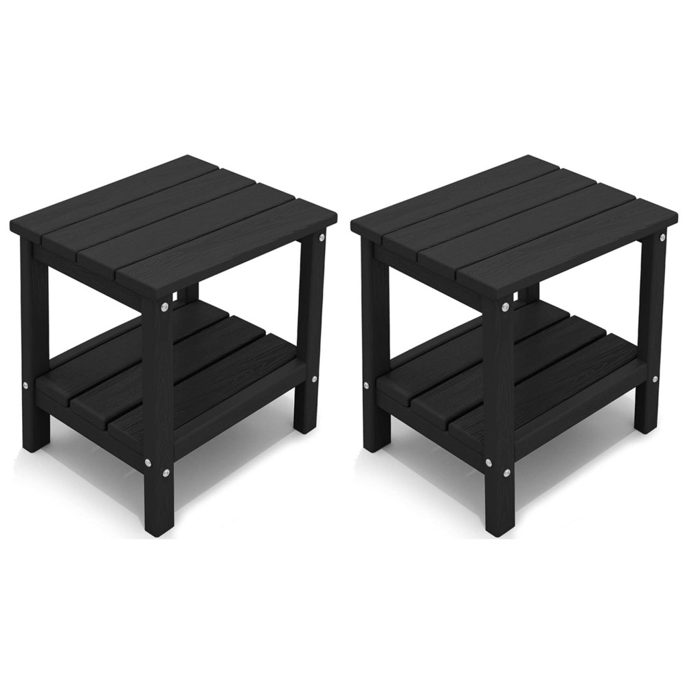 Kingyes Outdoor Side Table Set Of 2 Double Layer Adirondack End Table Black