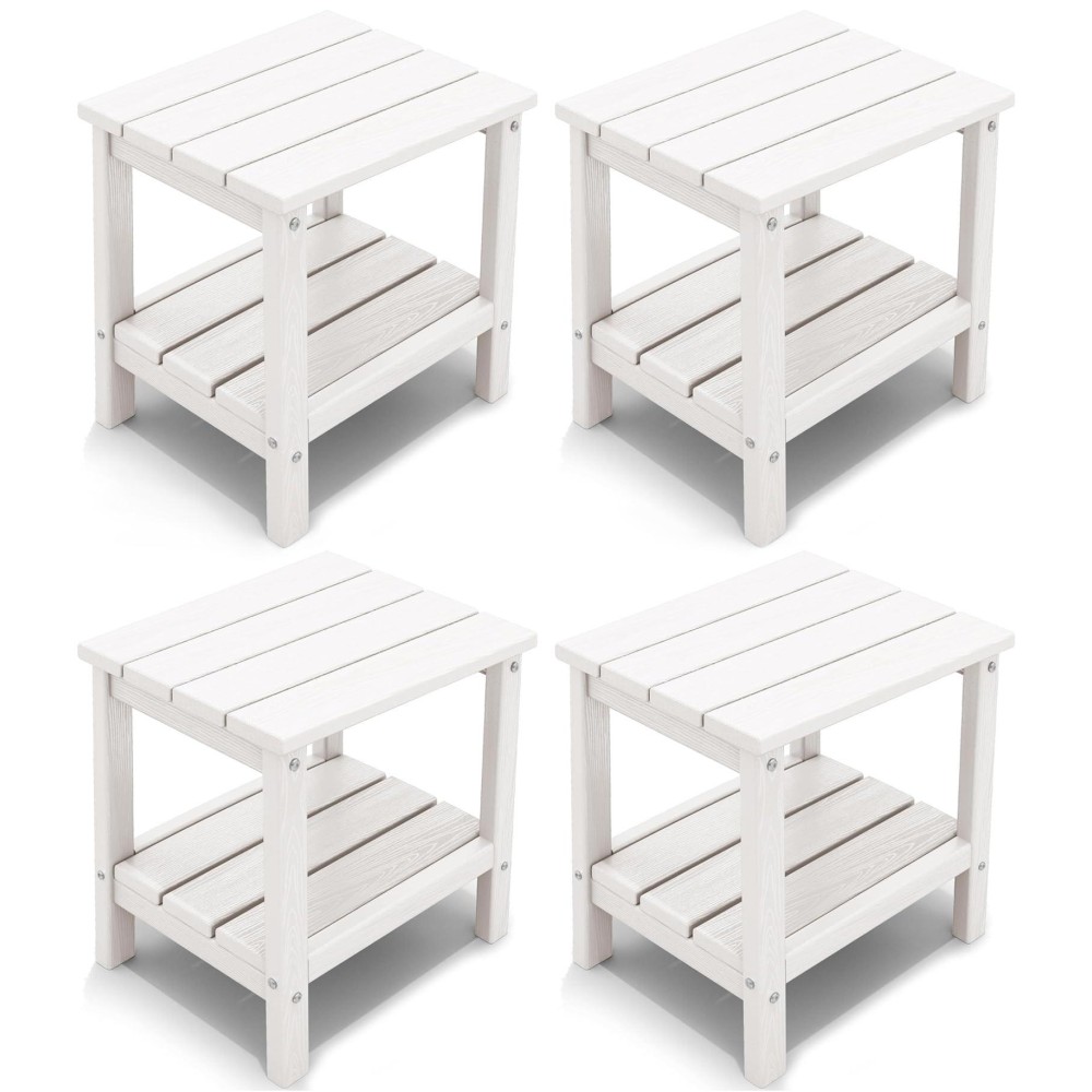 Kingyes Outdoor Side Table Set Of 4 Double Layer Adirondack End Table White