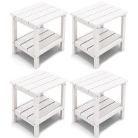 Kingyes Outdoor Side Table Set Of 4 Double Layer Adirondack End Table White