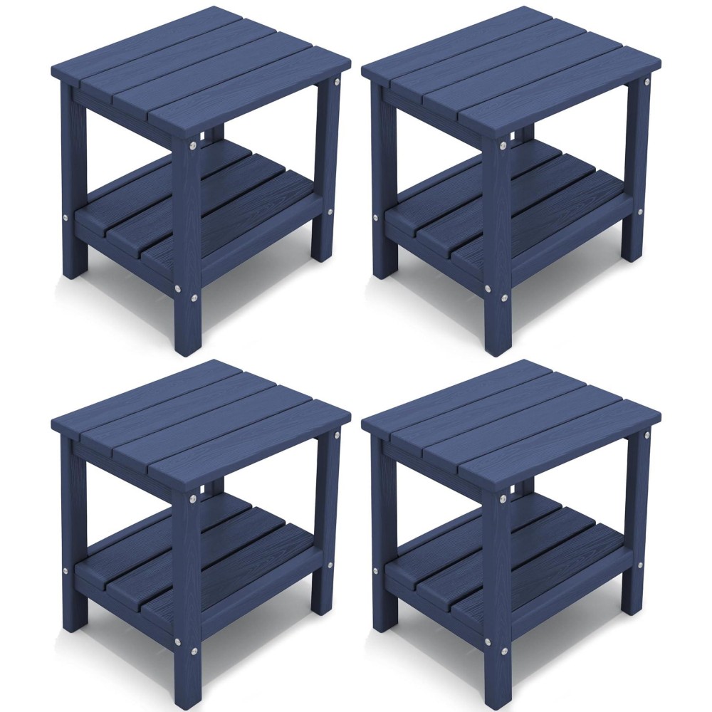 Kingyes Outdoor Side Table Set Of 4 Double Layer Adirondack End Table Navy