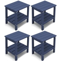 Kingyes Outdoor Side Table Set Of 4 Double Layer Adirondack End Table Navy